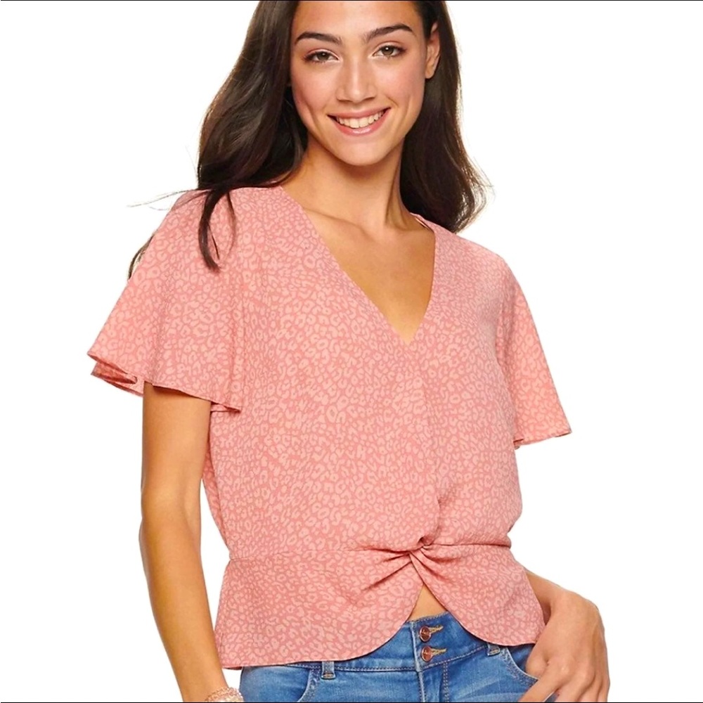 Candies Extra Small Pink Animal Style Twist Front with Flutter Top- *NEVER WORN*
